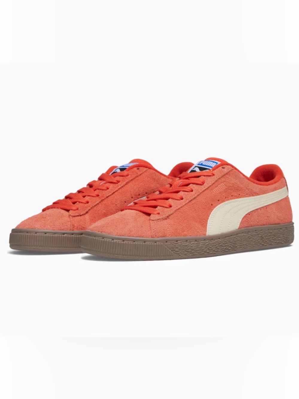 Puma Suede Low-Top Sneakers in Orange with Cream Formstrip